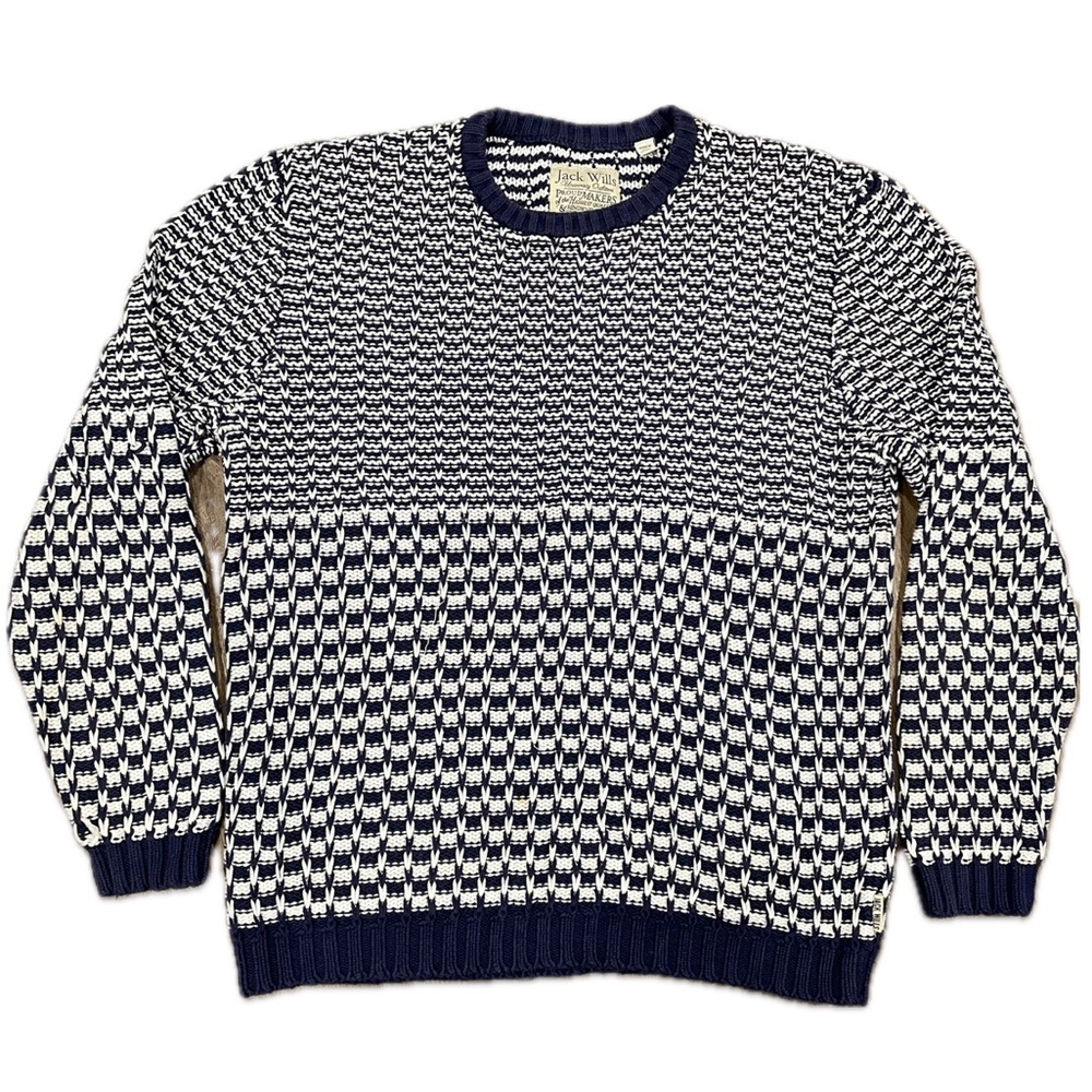 Jack Wills Knit Sweater Cotton Blue White Stripe Large Men’s Coastal Fisherman